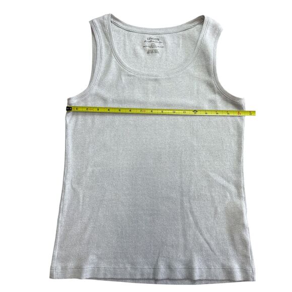 Chico’s The Ultimate Tee Sleeveless Tank | Size 2 | Metallic Ribbed Knit - Picture 6 of 10